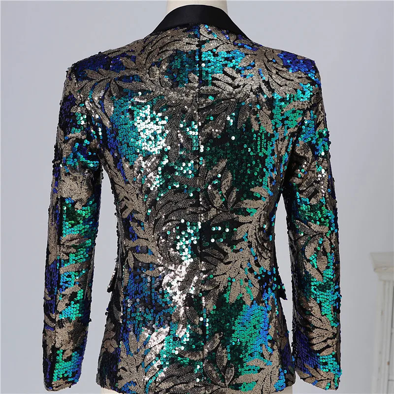 Male Bar Concert Performance Sequins Blazers Coat Singer Stage Show Costume Party Banquet Slim Tuxedo Suit Jacket Blazer 241218