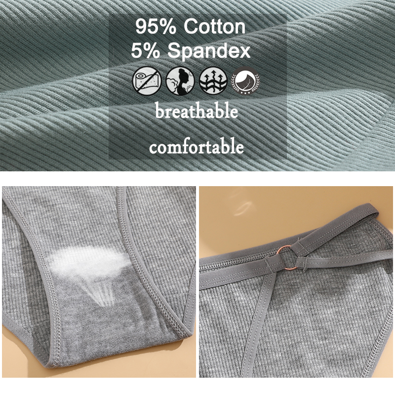 FINETOO 3PCS/SET Women Cotton Panties Women Sexy Low Rise Briefs Female Breathbale Underwear Button Design Pattern Soft Lingerie