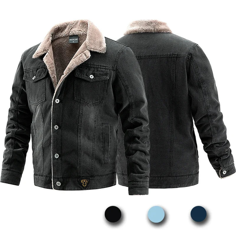 Winter Denim Cotton Jacket Mens Padded Thicker Plus Size Warm Jacket Autumn Top 241216