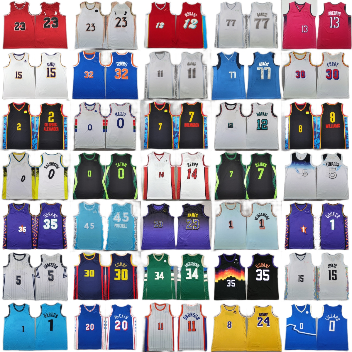 2025-26 New City Basketball 7 Chet Holmgren Jersey Stitch Wembanyama Bryant Knecht Doncic Curry Irving Tatum Cunningham Gilgeous-Alexander Harden Wiggins Adebayo