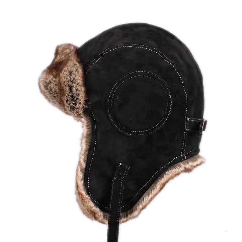 Winter mens lightning hat ear skiing motorcycle refrigerated cotton hat winter genuine leather fur hat TB1736 241220