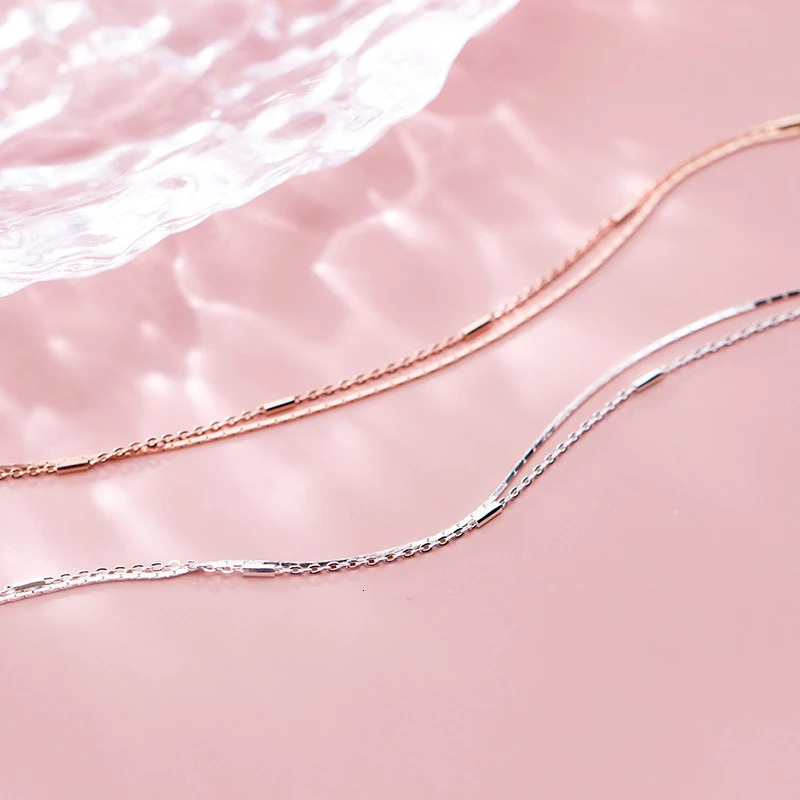 MODIAN 925 Sterling Silver Fashion Double Layer Rose Gold Color Geometric Link Chain Bracelet For Women Fine Jewelry 241220