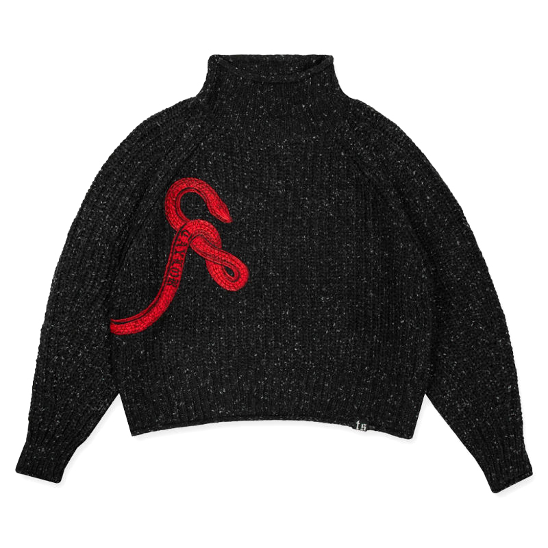 Reputation Mockneck Cropped Knit Sweater Top Embroidery Snake Turtleneck Knitted Pullover Taylor Merch Knitwear Women Clothes