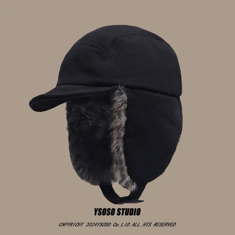 Retro Thunderwind Hat Mens and Womens Thick Warm Cold Hat Korean Version Anti Ear Hood Flip Pilot Bomber Hat 241220