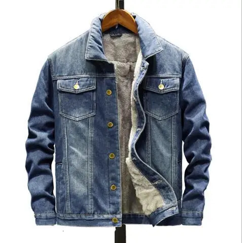 Warm Fleece Denim Jacket Winter Men Jacket Fashion MensJean Jackets Outwear Male Cow Top Coat Plus Size 5XL 241216