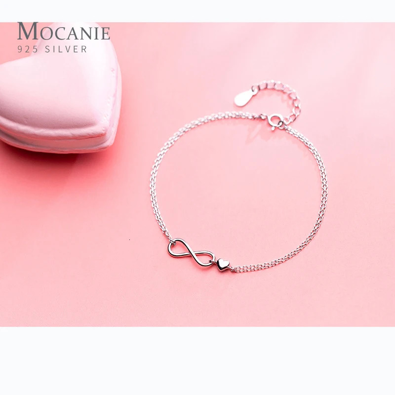 MODIAN Fashion Double Layer Link Chain Bracelet 925 Sterling Silver Infinity Heart Charm Bracelets For Women Fine Jewelry Gifts 241220