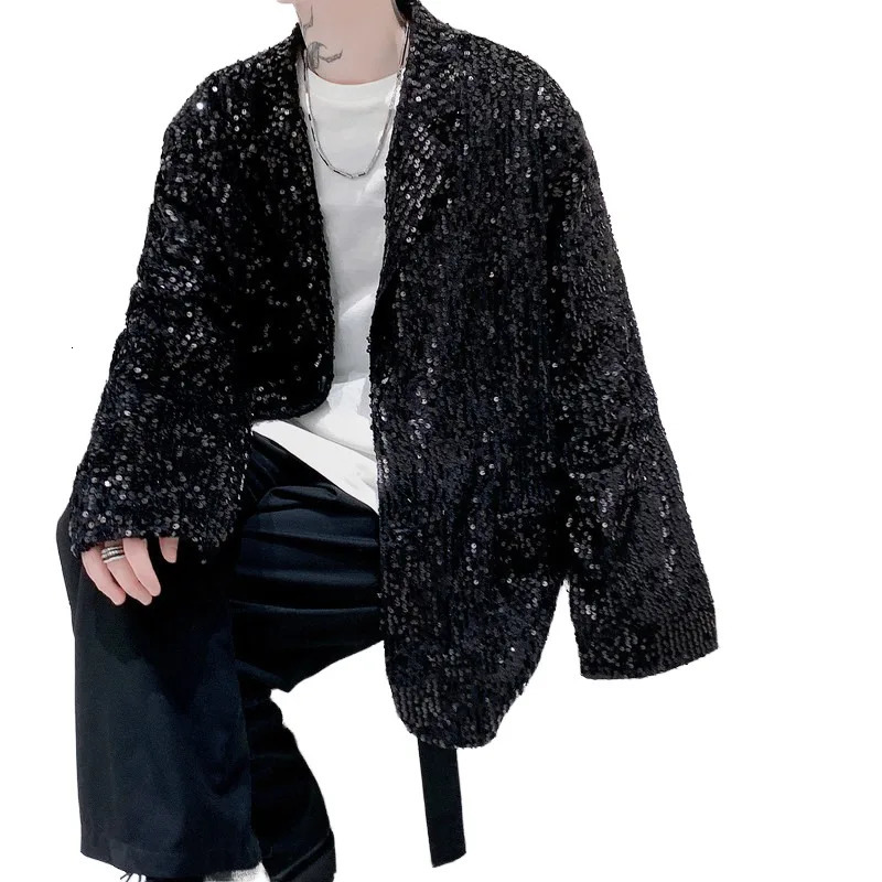 ed sequin small suit for men loose fitting Korean fashion versatile and personalized performance jacket 241218