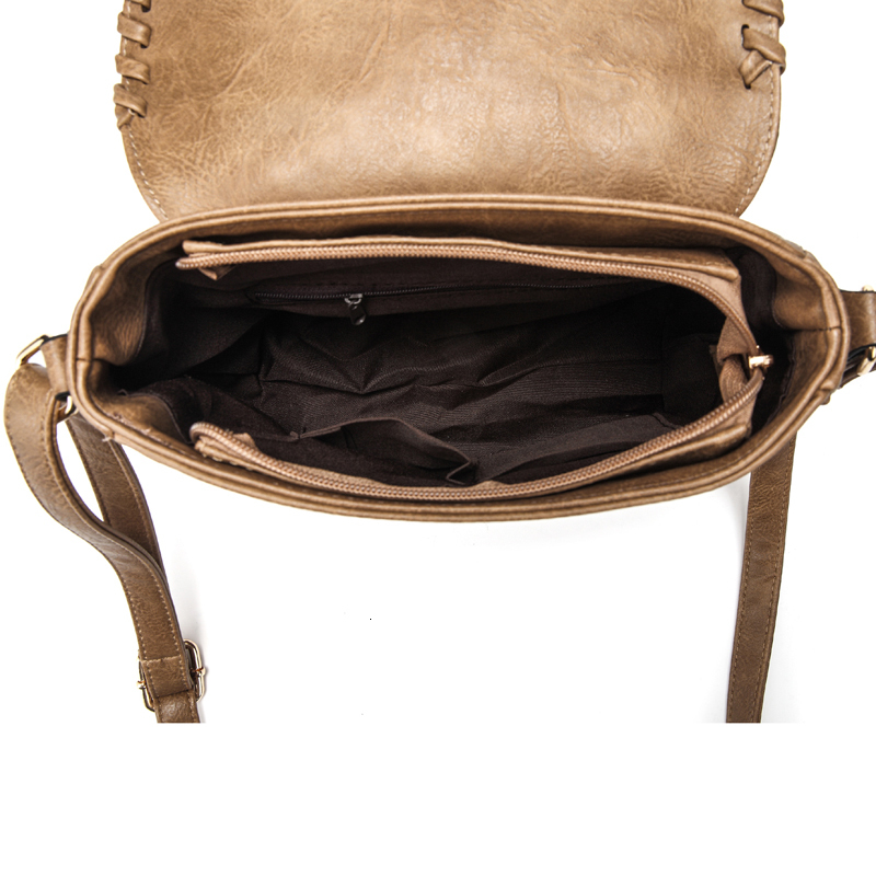 Annmouler Fashion Women Shoulder Pu Leather Crossbody Solid Color Brand Purse Small Khaki Messenger Bag For Ladies