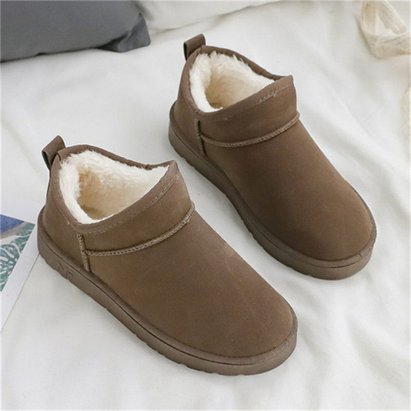 Simone Reiner Cow Suede Snow Boots For Women, Thickened And Plush Winter Anti Slip Cotton Shoes For Women, Korean Version Student Cotton Boots 364