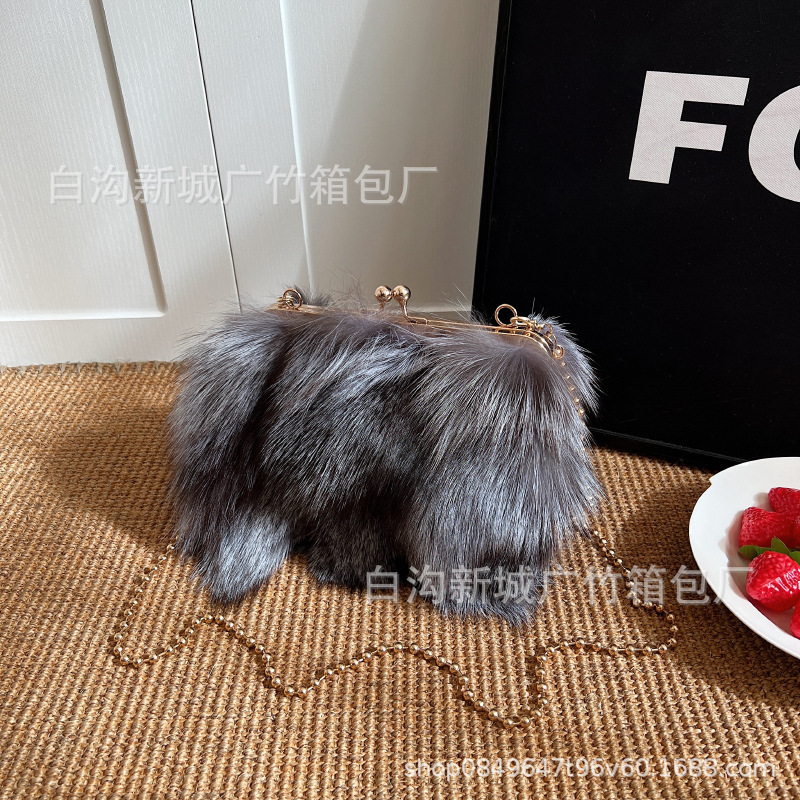 Bag Socialite Chain Real Fox Fur Small New Fashion Temperament Versatile Large Capacity Shoulder Bag