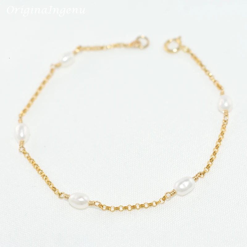 Vintage Natural Freshwater Pearl Bracelets 14K Gold Filled Bracelet Handmade Pearl Jewelry Boho Bracelet For Women 241220