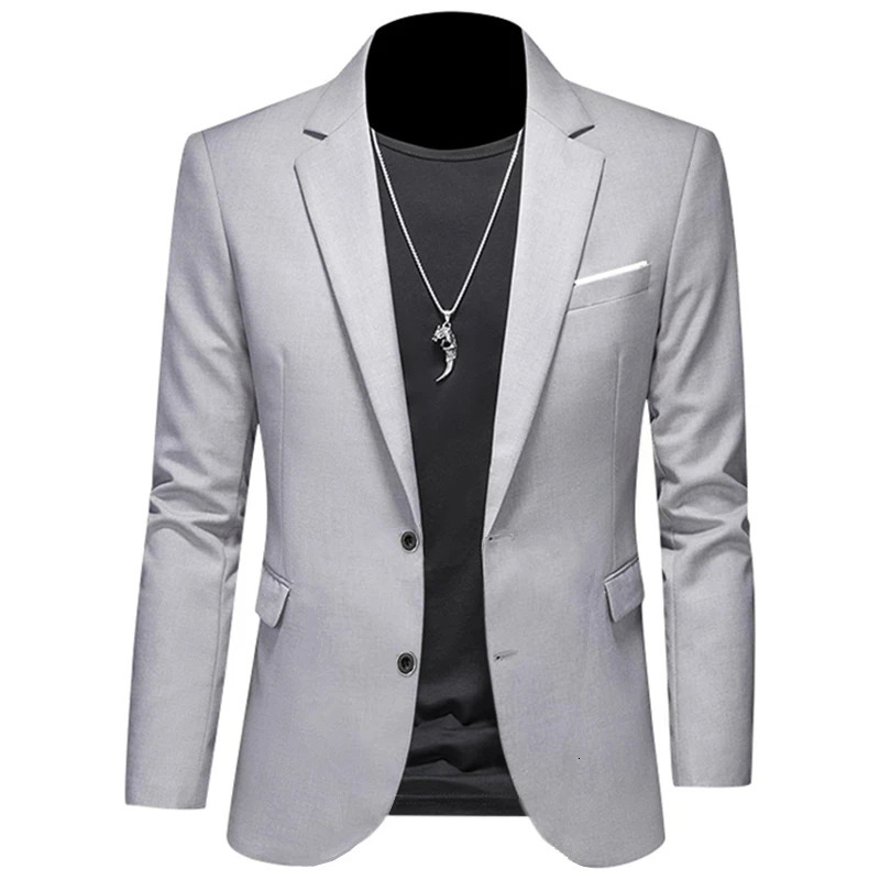 Fashion Mens Casual Boutique Woolen Pure Color Business Slim Fit Suit Blazers Jacket Dress Coat 241218