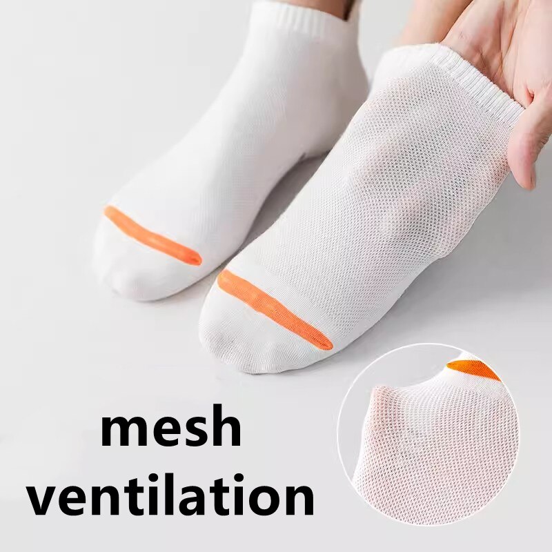 5 Pairs New Summer Cotton Men's Socks Short Thin Casual Mesh Breathable Boat Socks Fashion Comfortable Street Style Sockke Gift