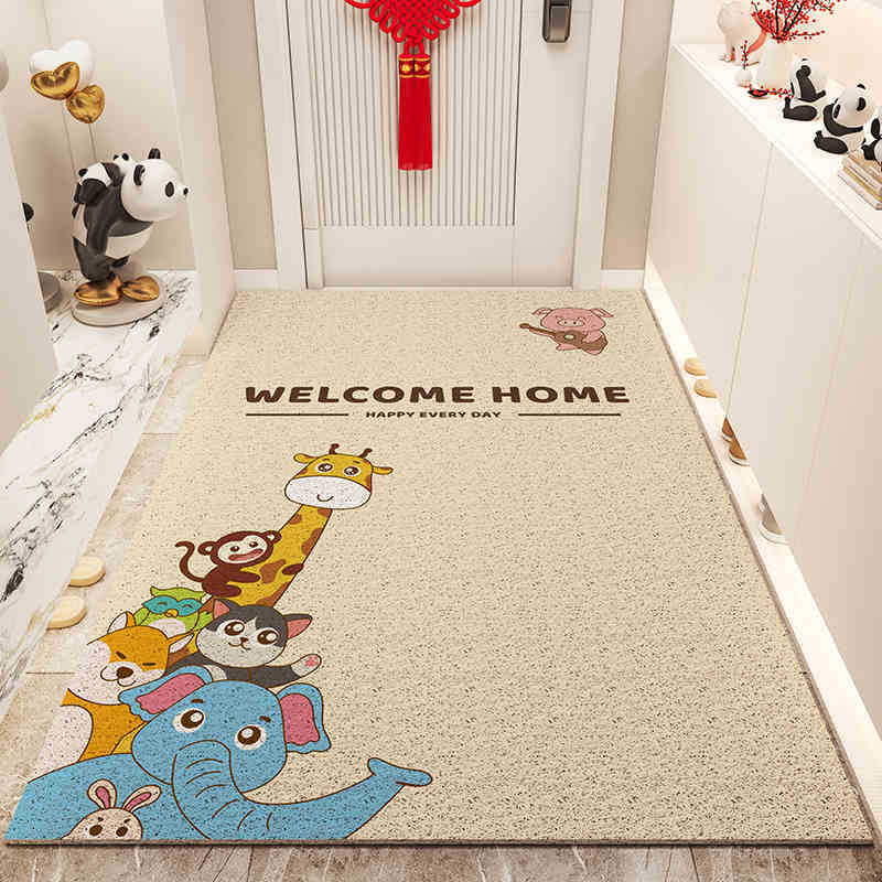 Floor Mats for Entrance Doors Cartoon Porch Wire Ring Floor Mats, Household Door Entrance Mud-scraping Soil-resistant Floor Mats
