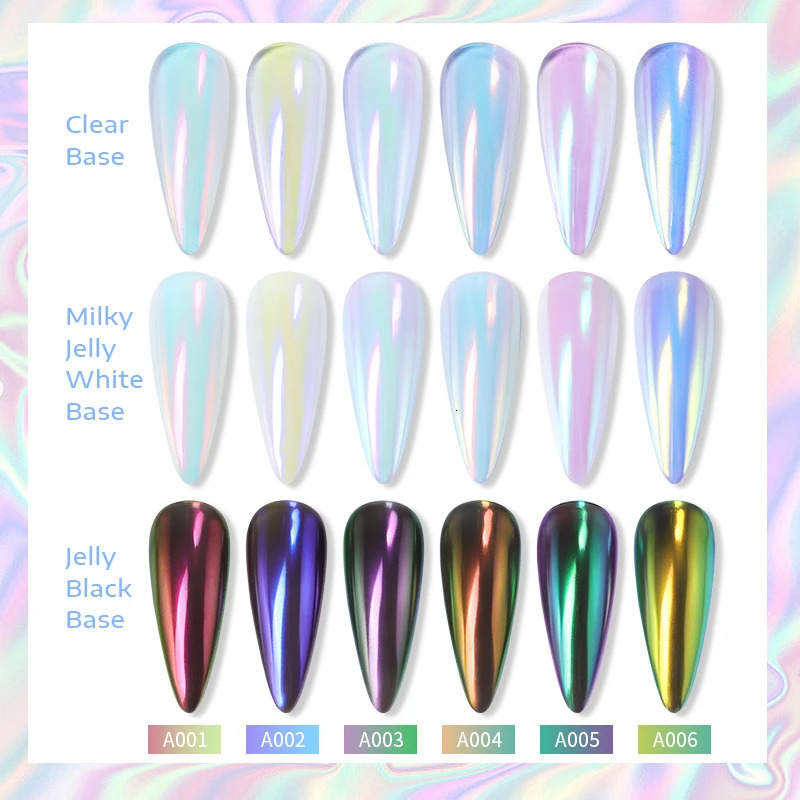 NICOLE DIARY Nail Powder Pigment Pearl White Rubbing on Art Glitter Dust Chrome Aurora Manicure Decoration DIY 241213