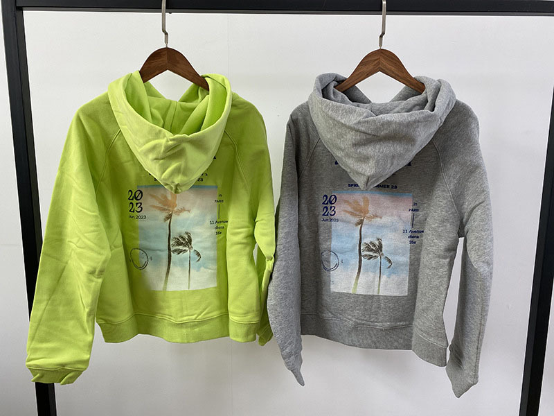 Hoodie For Women Long Sleeve Front Small Wing Back Letter Coconut Tree Printed Pocket Pullover Fleece Sweatshirt