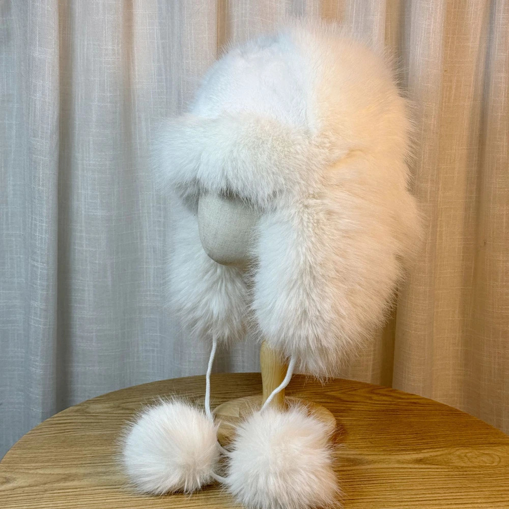 Womens faux mink fur plush hat for winter warmth plus velvet thick pilot hat for outdoor skiing ear protection hat Leifeng hat 241220