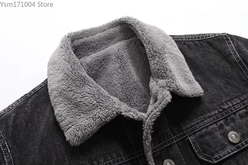 Winter Mens Jacket High-quality Lapel Lamb Hair Thickened Warm Coat Korean Fashion Casual Tight Denim Jackets 5XL Men Clothing 241216