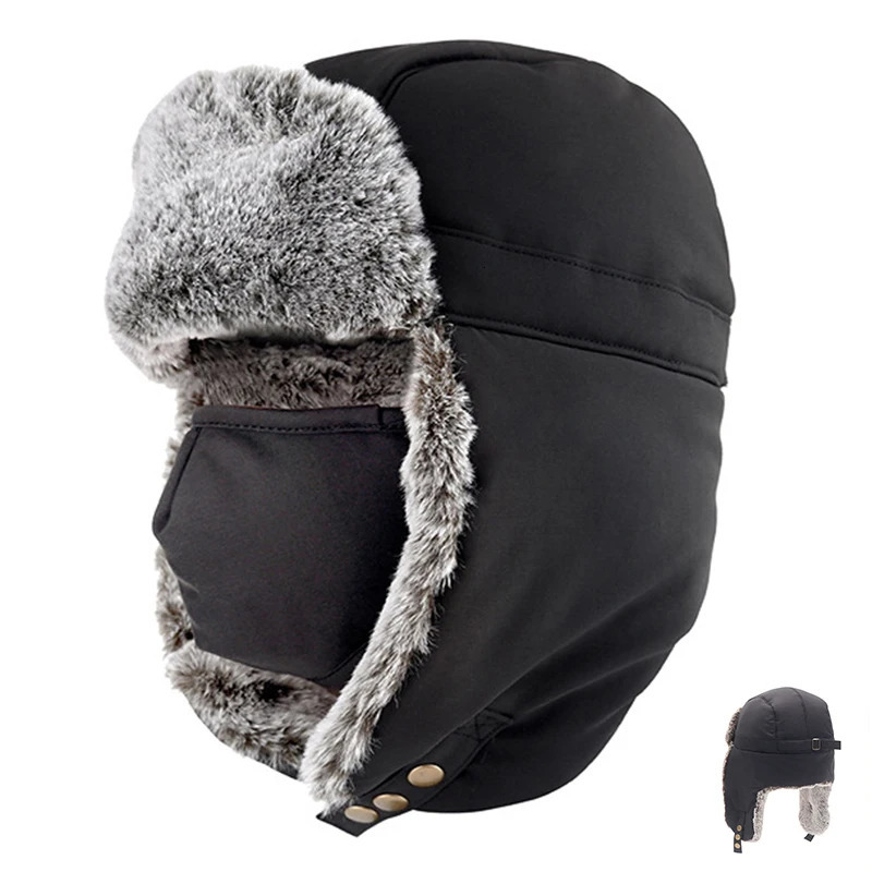 Winter Trend Lei Feng Hat for Men and Women Fluffy Thick Warm Ear Protection Outdoor Work Hiking Skiing Hat 241220