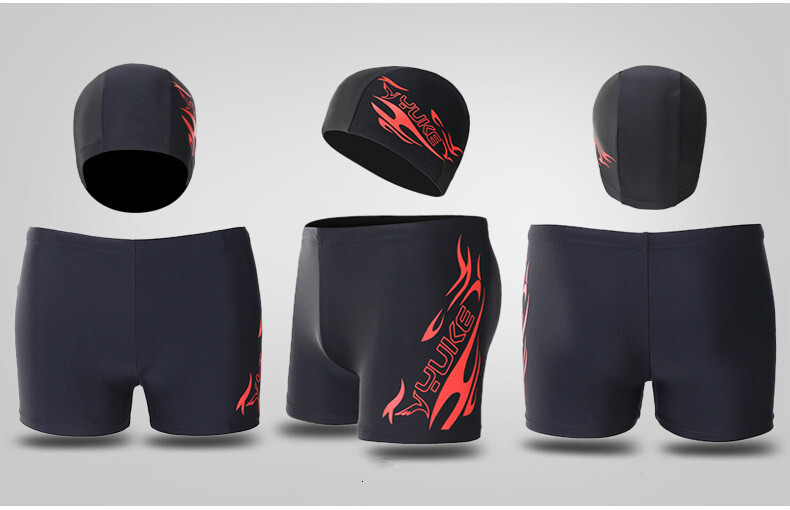 40-100kg Printed Comfortable Adult Dry Quick Swimsuit Swimming Goggles Hat Set Men's Swimsuit Men's Swimming Shorts
