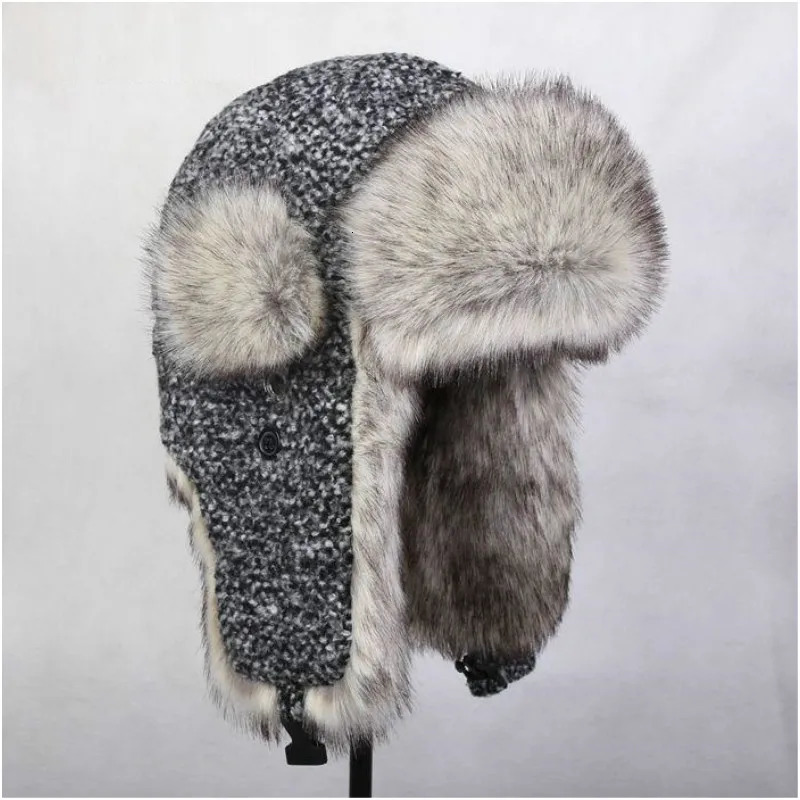 Mens Warm Bomber Hat Mens Lei Feng Hat Ear Hoods Outdoor Cotton Hat Northeast Snow Hat Windproof Warm Hat B-8525 241220