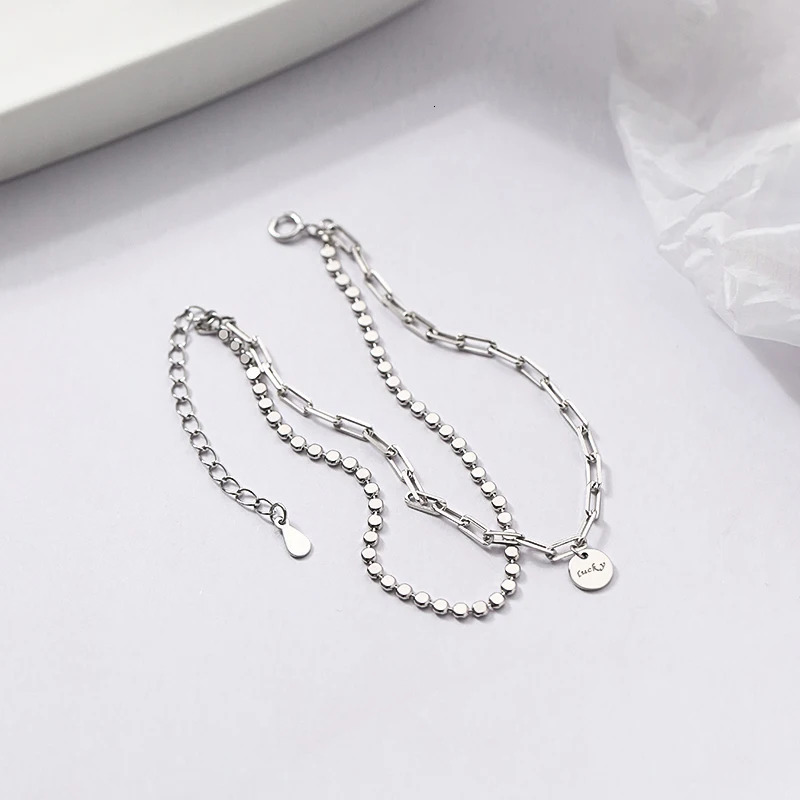 MIQIAO 925 Sterling Silver Double Layer Lucky Chain Round Womens Bracelet On Hand Simple Female Fashion 241220