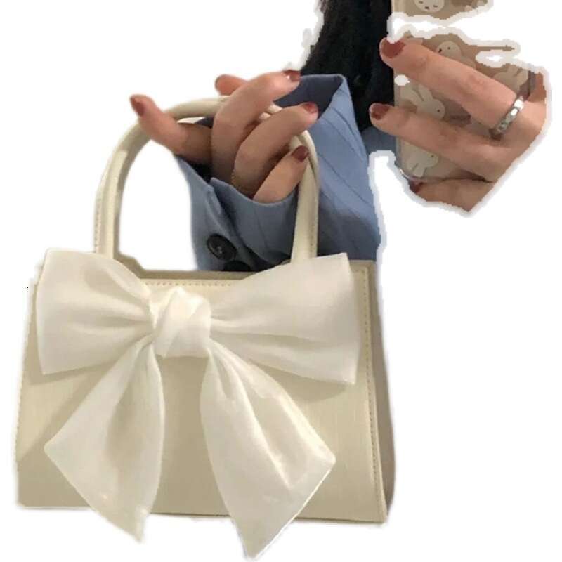 Bow commuting handbag 2024 new fashionable and high-quality small square bag, sweet girl single shoulder diagonal cross bag