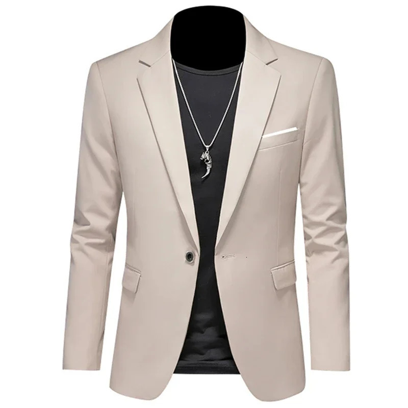 Fashion Mens Casual Boutique Woolen Pure Color Business Slim Fit Suit Blazers Jacket Dress Coat 241218