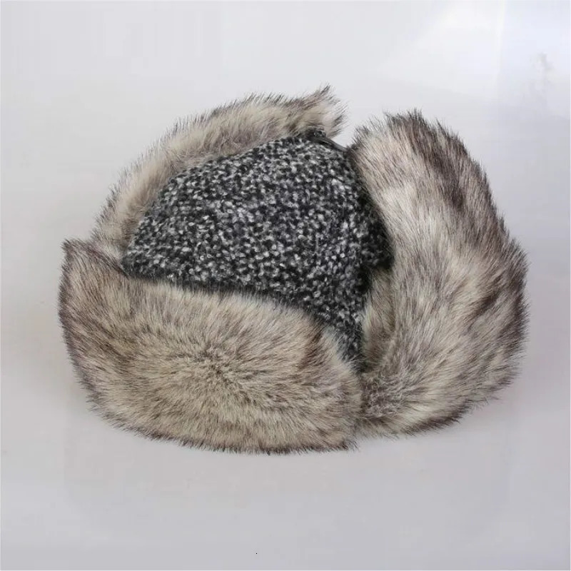Mens Warm Bomber Hat Mens Lei Feng Hat Ear Hoods Outdoor Cotton Hat Northeast Snow Hat Windproof Warm Hat B-8525 241220