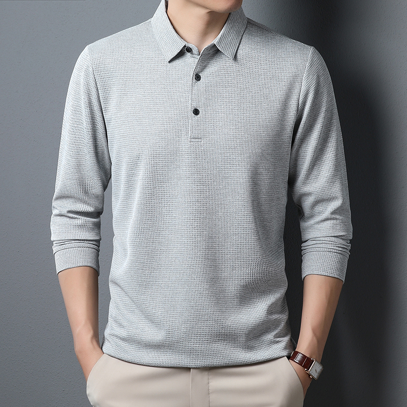 Men's Business Casual Polo Long Sleeve T-shirt Summer Comfortable Top