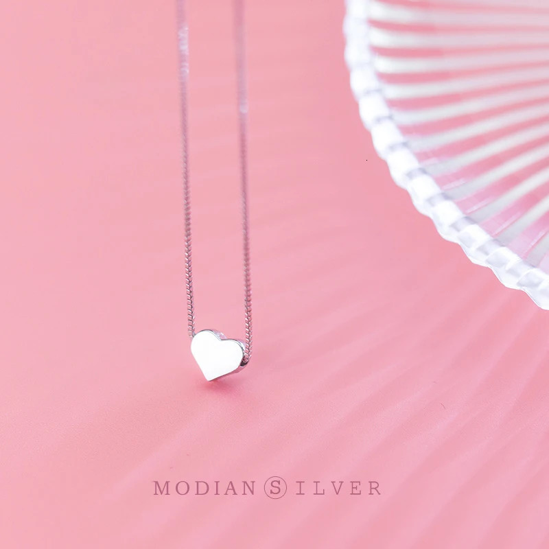 Modian Minimalist Sterling Silver 925 Hearts Pendant Necklace for Women Fashion Box Chain Necklace Fine Jewelry Accessories 241220
