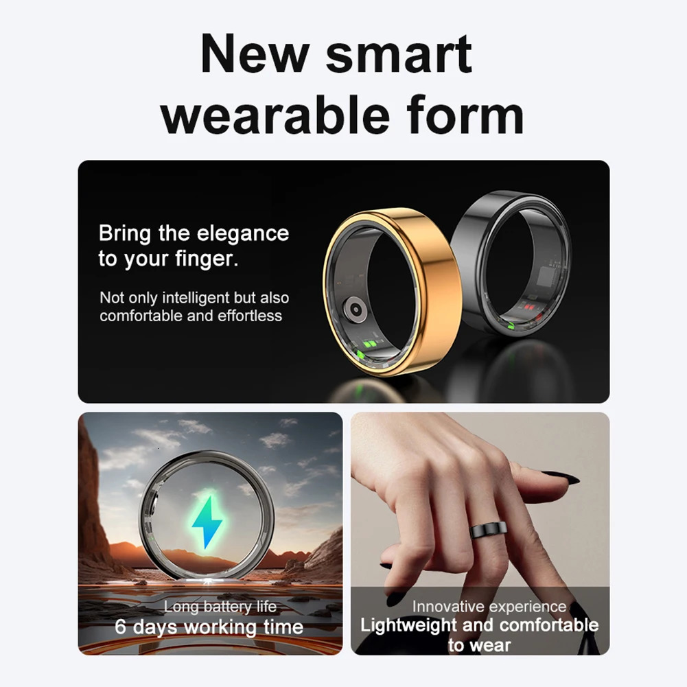 R02 Smart Ring Men Women Sleep Monitor Heath Ring IP68 5ATM Waterproof Heart Rate Blood Oxygen Fitness Tracker Multi-sport Mode 241220