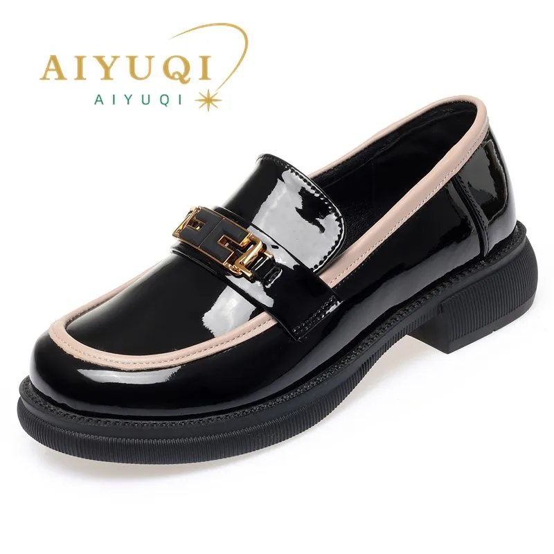 AIYUQI Loafers Women Patent Leather Spring Shoes Ladies British Style Platform Ladies Shoes