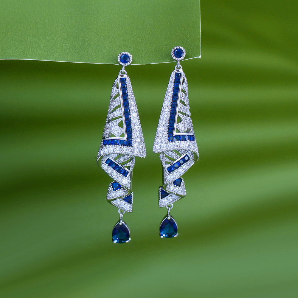 2025 Choucong Brand Dangle Earrings Vintage Jewelry 925 Sterling Silver Noble Water Drop Sapphire Gorgeous Party Women Tassels Wedding Earrng For Love
