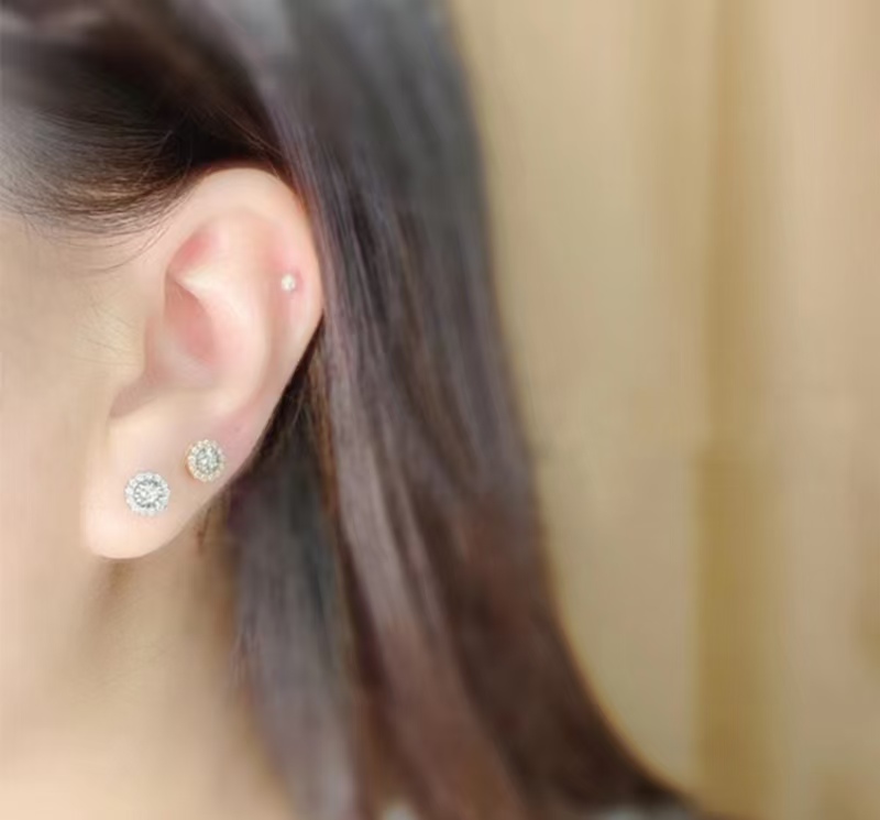 Moissanite Hip Hop Jewelry VVS Dia Round earrings 8mm 9.2mm 11mm width sterg sier hip hop fashion stud earri