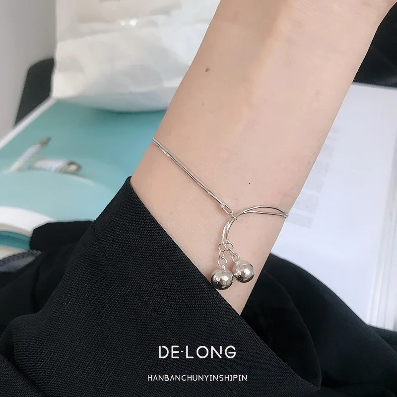 Minimalist S925 Silver Snake Bone Bell Bracelet Unique and Chic Womens Jewelry 241220
