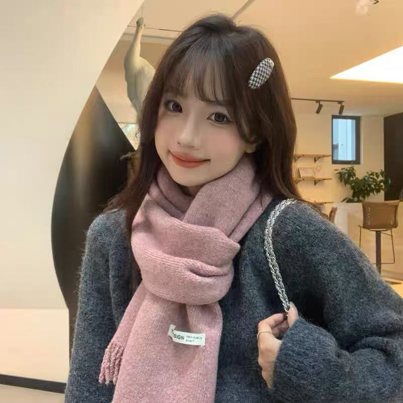 T023 new Korean solid color scarf for women in autumn and winter, all-match for students, narrow version, couple warm neck scarf