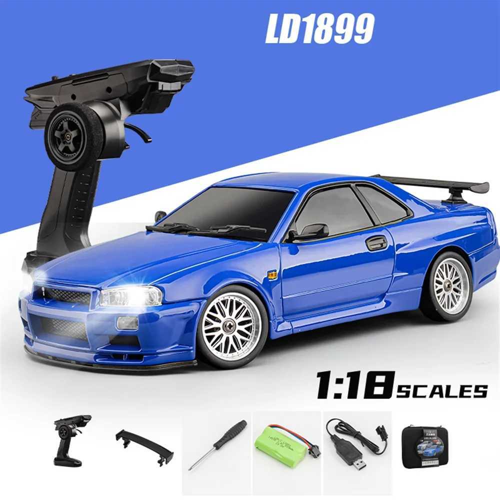LDRC 1899/A99 RTR 1/18 2.4G RWD RC Car Drift GTR R34 Gyro LED Light On-Road Full Proportional Alloy Body Shell Racing Vehicles MXJ241221