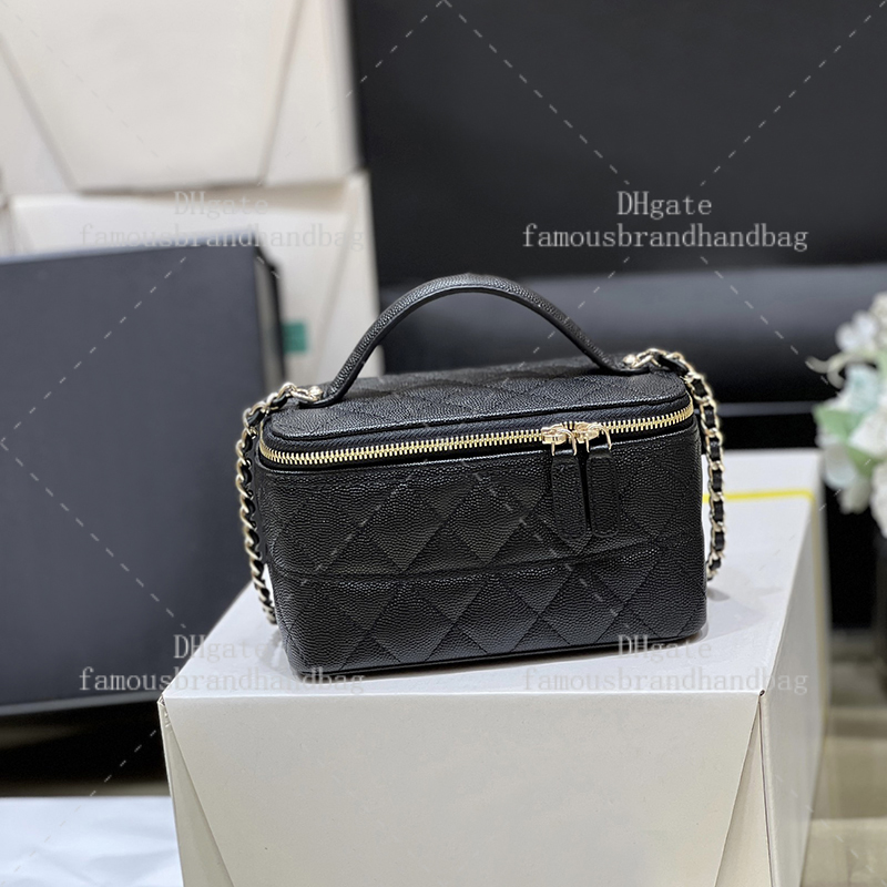 Luxury 17cm Calfskin Leather Cosmetic Bag - Women's Crossbody Vanity Case with Shoulder Strap (C285)