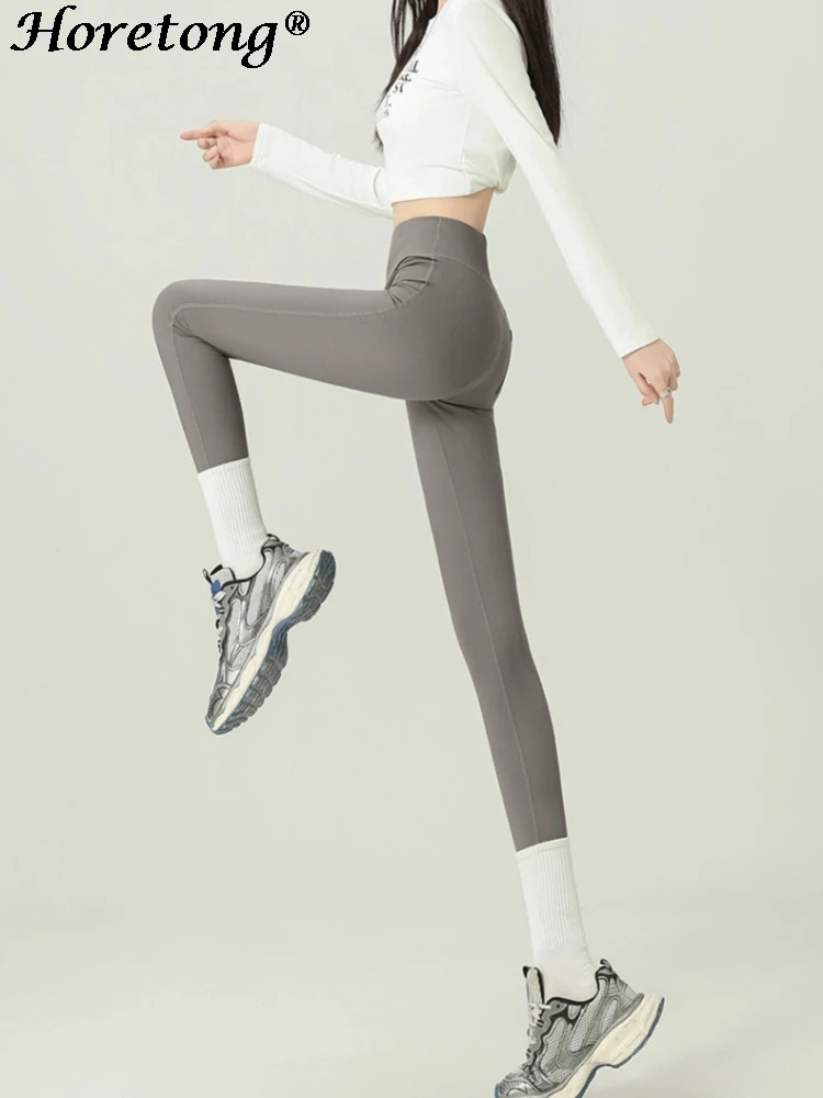 Women High Waist Leggings With Pocket Autumn Fitness Running Pants Female Casual Elastic Workout Leggings Gym Clothing 241217