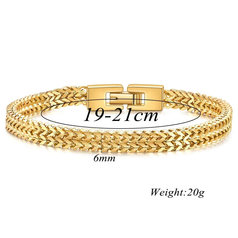 Fashion jewelry trendy mens hip-hop RapCap stainless steel 6MM keel snake chain bracelet mens fashion steel bracelet 241214