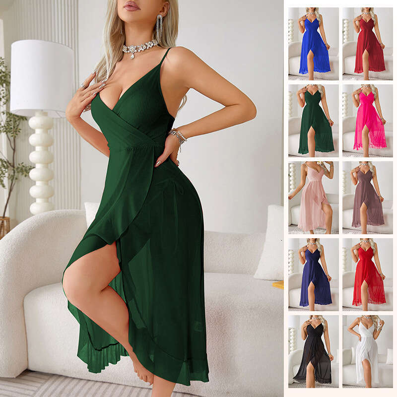 gerie European American nightclubs sexy V-neck backless sleeveless suspender dress manufacturer wholesale 683 2024 new style chic and elegant clothing