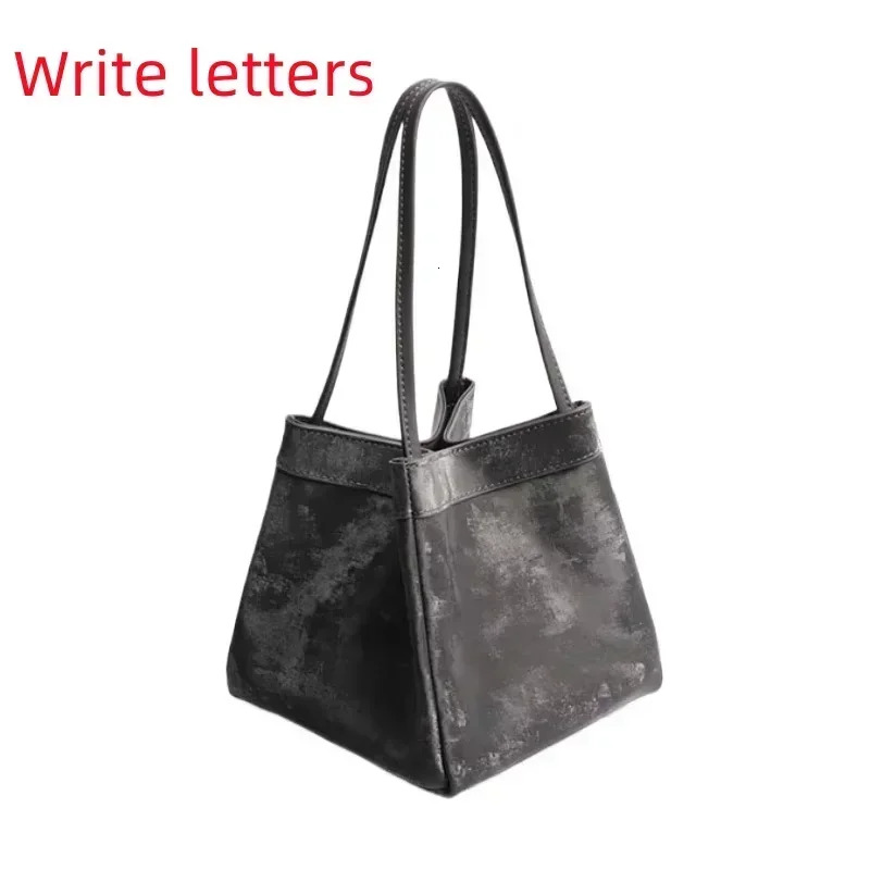 Designer Bucket Women 2025 New High Quality Silk Suede Leather Square Handbag Custom Write Letters Trend Shoulder Bag