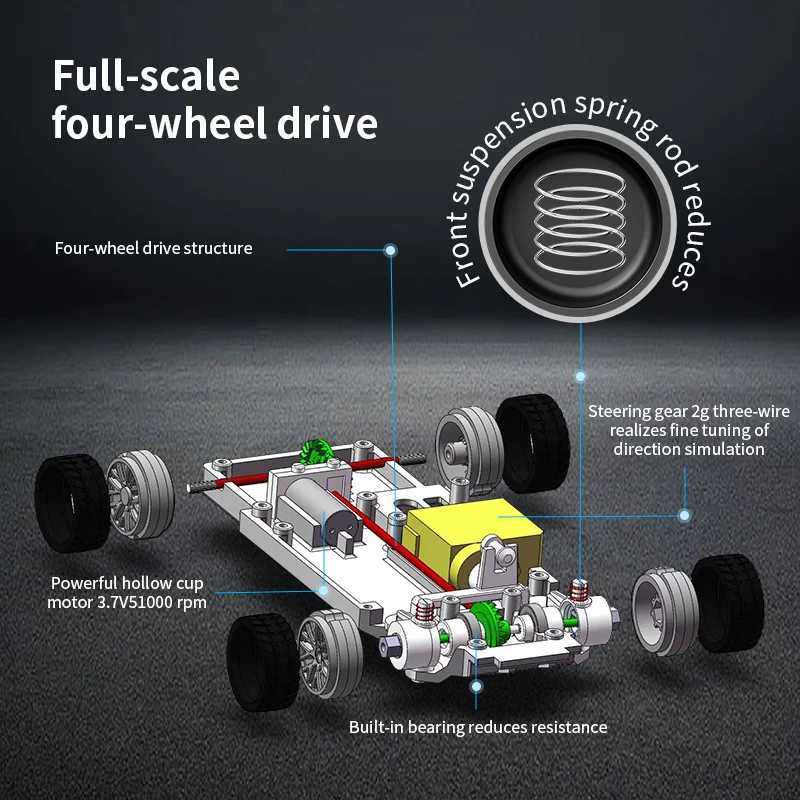 1/43 RC Car Mini Racing 2.4G Radio Control Drift Car 4WD Off-road High-Speed Motor Vehicle Model Toys for Boys Mini GiftsXJ241221