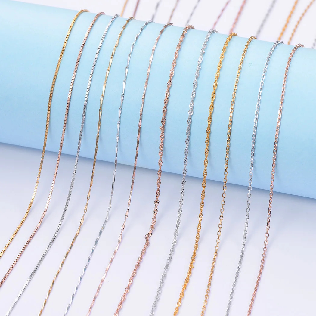 U7 925 Sterling Silver Box Chain Necklace for Women Bar Rolo Singapore 1mm 18 22 Inches Thin Dainty Choker Jewelry Accessories 241220