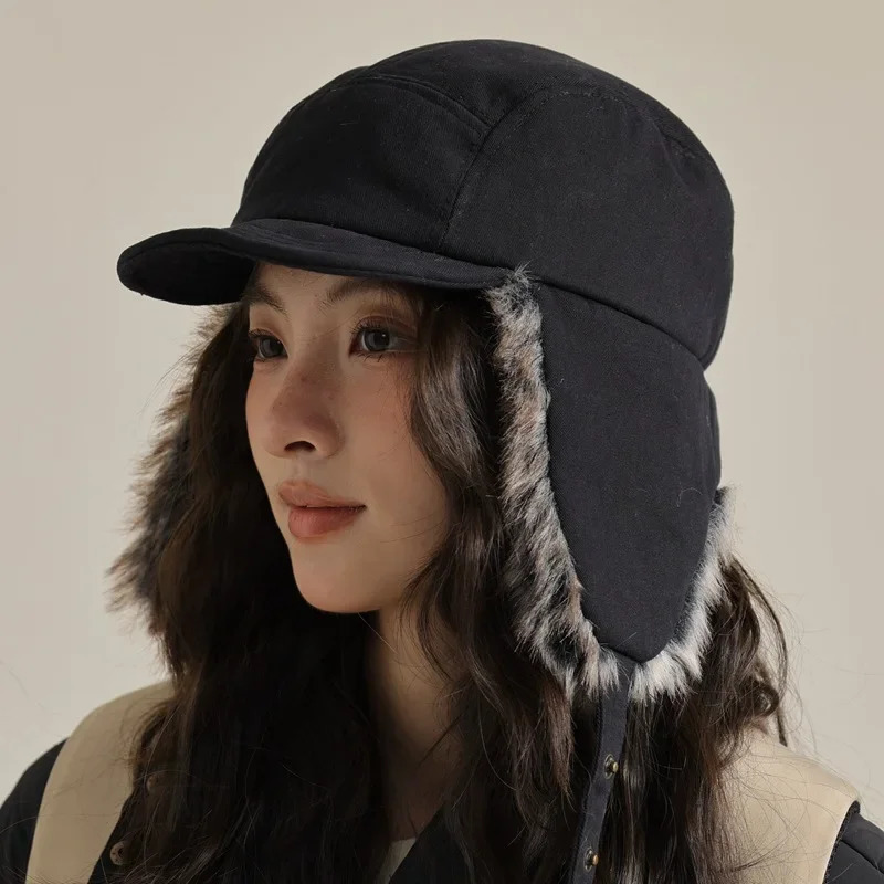 Retro Thunderwind Hat Mens and Womens Thick Warm Cold Hat Korean Version Anti Ear Hood Flip Pilot Bomber Hat 241220