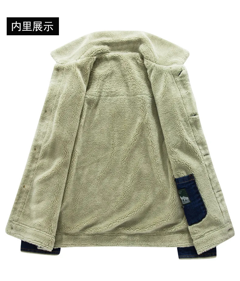 7XL-M Mens Denim Jacket Winter Mens Wool Thick Thermal Jacket Denim Coat Multi Pocket Denim Clothing Mens Outdoor Jackets 241216