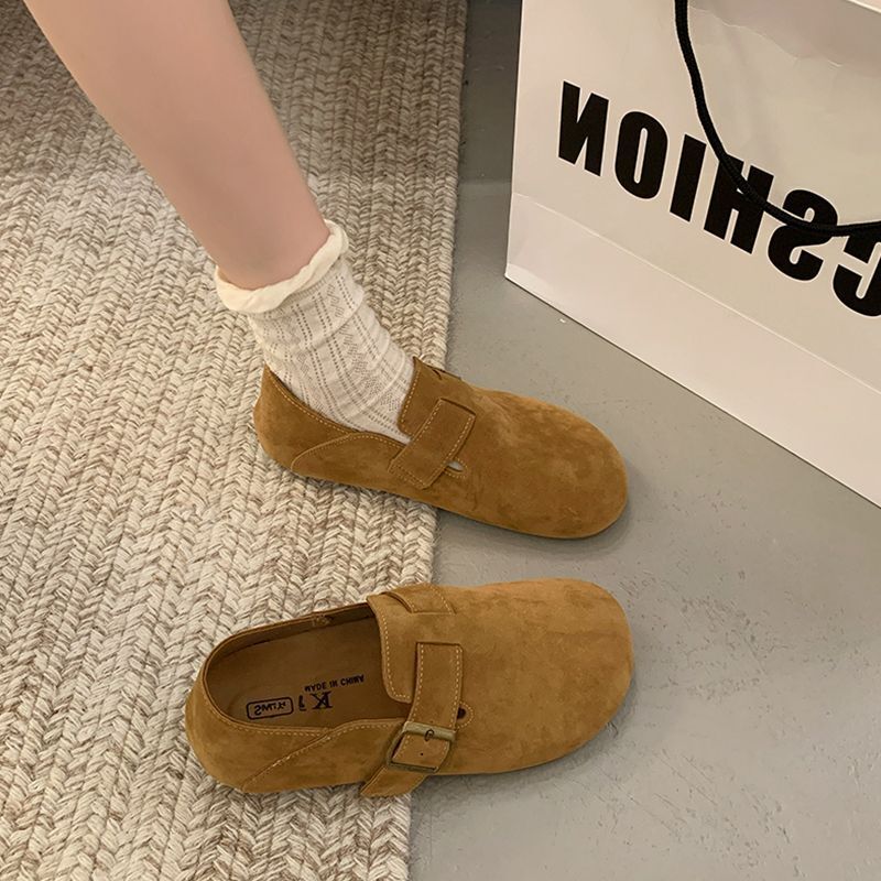 Women's Spring and Autumn 2024 New Fashionable and Comfortable Absolute Son Matte Leather Soft Flat Bottom Non tiring Foot Boken Casual Single Sh