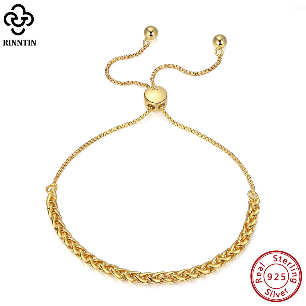 Rinntin S925 Silver Italian 3mm Chopin Chain Bracelet for Women Fashion Adjustable Handmade Minimalist Accessories Gift SB126 241214