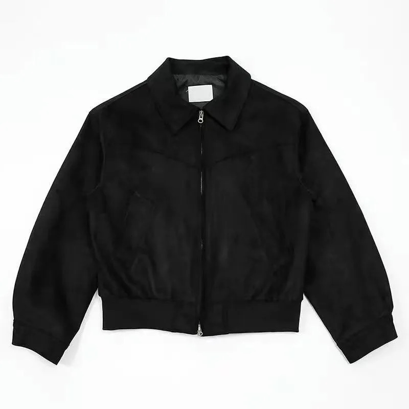 Autumn Loose Lapel Velvet Retro Suede Tooling Short Jacket For Men 241217